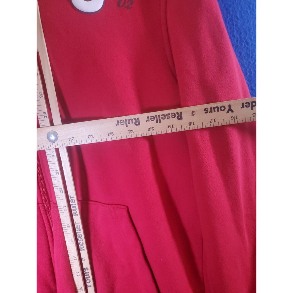 True Religion Men XL Red Buddha Zip Up Hoodie Horseshoe Logo Sweater - Picture 9 of 16
